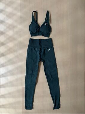 Gymshark Deep Teal Seamless Sports Bra & High-Waist Leggings Set